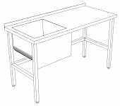 Стол производственный с ванной цельнотянутой 1100*800*850 гл.380 мм с бортом