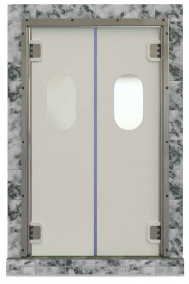 Маятниковая дверь двухстворчатая пластиковая с петлями V-camМДД(Пст-Vcam)-1800.2500-15