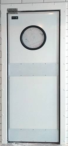 Дверь маятниковая одностворч. МДО (Оф)-800.2050-40-Пр круглое окно Дверь маятниковая одностворч. МДО (Оф)-800.2050-40-Пр круглое окно