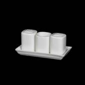 Набор для специй 3 предмета на подставке Corone Carre фарфор белый LQ-QX0007 фк083