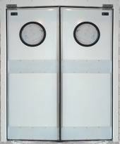 Дверь маятниковая двустворч. МДД (Оф)-1200.2050-40 круглое окно Дверь маятниковая двустворч. МДД (Оф)-1200.2050-40 круглое окно