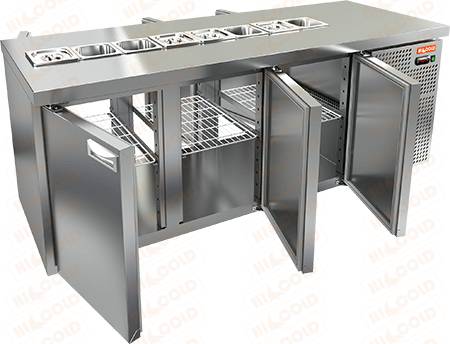 Стол холодильный сквозной для салатов HICOLD SL2T-111/GN (1/6) 6 дверей