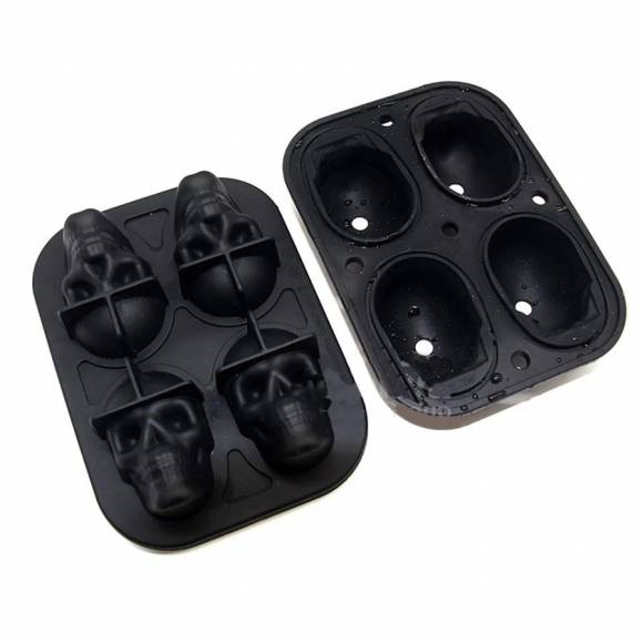 Форма для льда силикон 4 ячейки, Череп P.L.- Barbossa ICMD0019-BLA