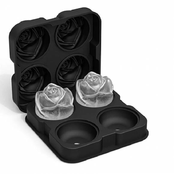Форма для льда силикон 4 ячейки, Роза P.L.- Barbossa ICMD0020-BLA