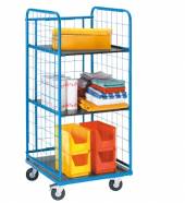 Тележка-стеллаж для белья ТБ123 ОЛДАК 3 полки МДФ, стенки сетчатые г/п 300кг