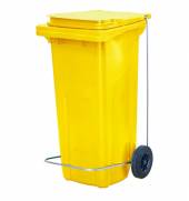 Бак для мусора 120 л 55*45*96 см. желтый, с крышкой на колёсах с педалью 68445