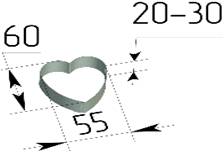 Форма кондитерская "Сердце" 60х55мм h=20мм нерж.