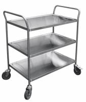 Тележка сервировочная Абат ТС-80 (800х500мм) 3 полки, поворотные колеса, вся нерж.				