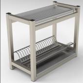 Полка для сушки тарелок и стаканов 2-х уровневая 600*300*500 (нерж) с поддоном