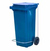 Бак для мусора 120 л 55*45*96 см. синий, с крышкой на колёсах с педалью 68446