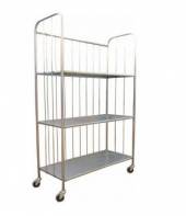 Тележка-стеллаж для прачечной ТП21 ОЛДАК нерж. 3 полки, 3 борта, г/п 300кг Тележка-стеллаж для прачечной ТП21 ОЛДАК нерж. 3 полки, 3 борта, г/п 300кг