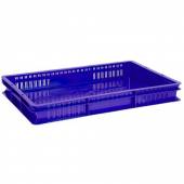Ящик перфорированный 600х400х75мм прямой сплошное дно, синий 66463 Ящик перфорированный 600х400х75мм прямой сплошное дно, синий 66463