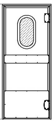 Маятниковая дверь одностворчатая МДО(ОН)-900.2100-40 (RAL  шагрень)овальное окно