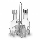 Набор для специй 4 предмета (соль, перец, масло, уксус) нерж., замкнутый круг Luxstahl [KH-414]