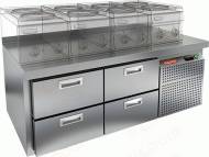 Стол холодильный HICOLD GN22/TN LT SH 4 выдвижных ящика Стол холодильный HICOLD GN22/TN LT SH 4 выдвижных ящика