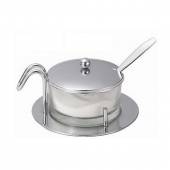 Сахарница/пармезанница 200 мл. d=90 мм. нерж+стекло с ложкой /1/12/48