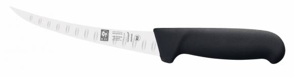 Нож обвалочный 170/300 мм. изогнутый (узкое жесткое лезвие с бороздками) черный SAFE Icel 28100.3851