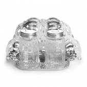 Набор для специй 2 предмета (соль, перец) + салфетница кружево, нержавеющая сталь Luxstahl [KH-309C]