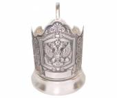 Подстаканник никелир. посеребр. с чернью "Герб РФ" Кольчугцветмет Подстаканник никелир. посеребр. с чернью "Герб РФ" Кольчугцветмет