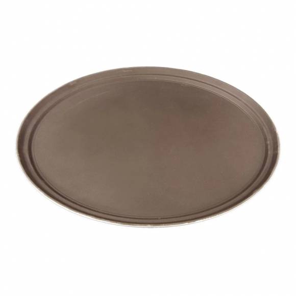 Поднос овальный коричневый 65х56см прорезиновый ПЛАСТИК P.L. - BarWare 2700 CT BROWN
