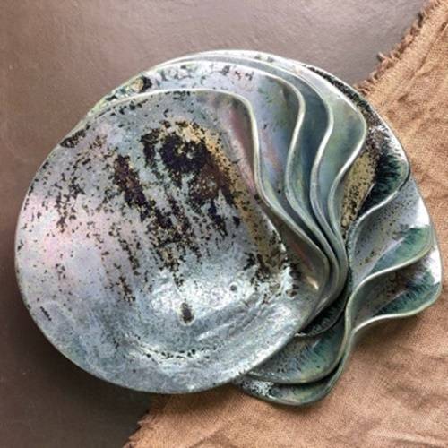 Тарелка плоская 300мм Мун Guzeva Ceramic ровный край с волной, шамот, глина