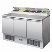 Стол холодильный саладетта 3-дверный GN1/1 с витриной 6хGN1/3+GN1/2 Koreco PS300 нерж. 8794