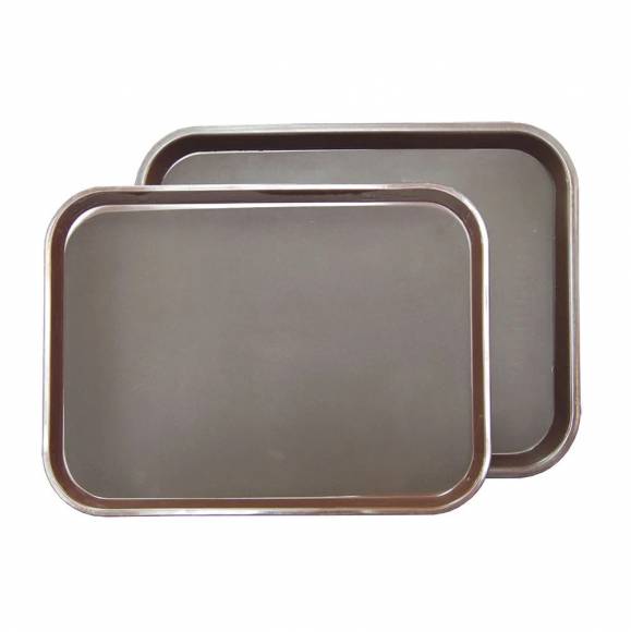 Поднос прямоугольный коричневый 41х31см прорезиненный ПЛАСТИК P.L. - BarWare 1216CT- BROWN