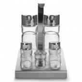 Набор для специй 5 предмета (соль, перец, зубоч, масло, уксус) нерж., крюк Luxstahl [KH-509]