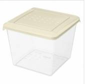 Контейнер для продуктов квадр. 1 л. 12,4*12,4*10 см. п/п с светло-бежевой крышкой /1/20/