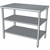 СП2П стол производственный с 2-мя полками и без борта 1200*700*850 СП2П стол производственный с 2-мя полками и без борта 1200*700*850